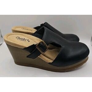 Cheeks Fit Body Wedge Clog Mules Cushioned Comfort AcademiaBlack Sz 8 Women #219